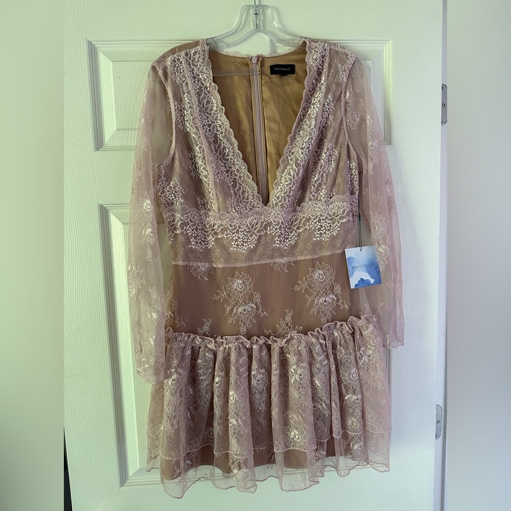 Majorelle pink lace long sleeve dress size large